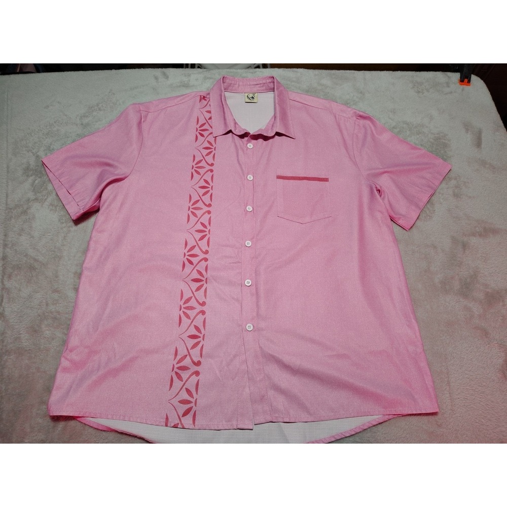 Hardaddy Bowling Shirt Men L Pink Retro Travel‎ Classic Vintage Short Sleeve